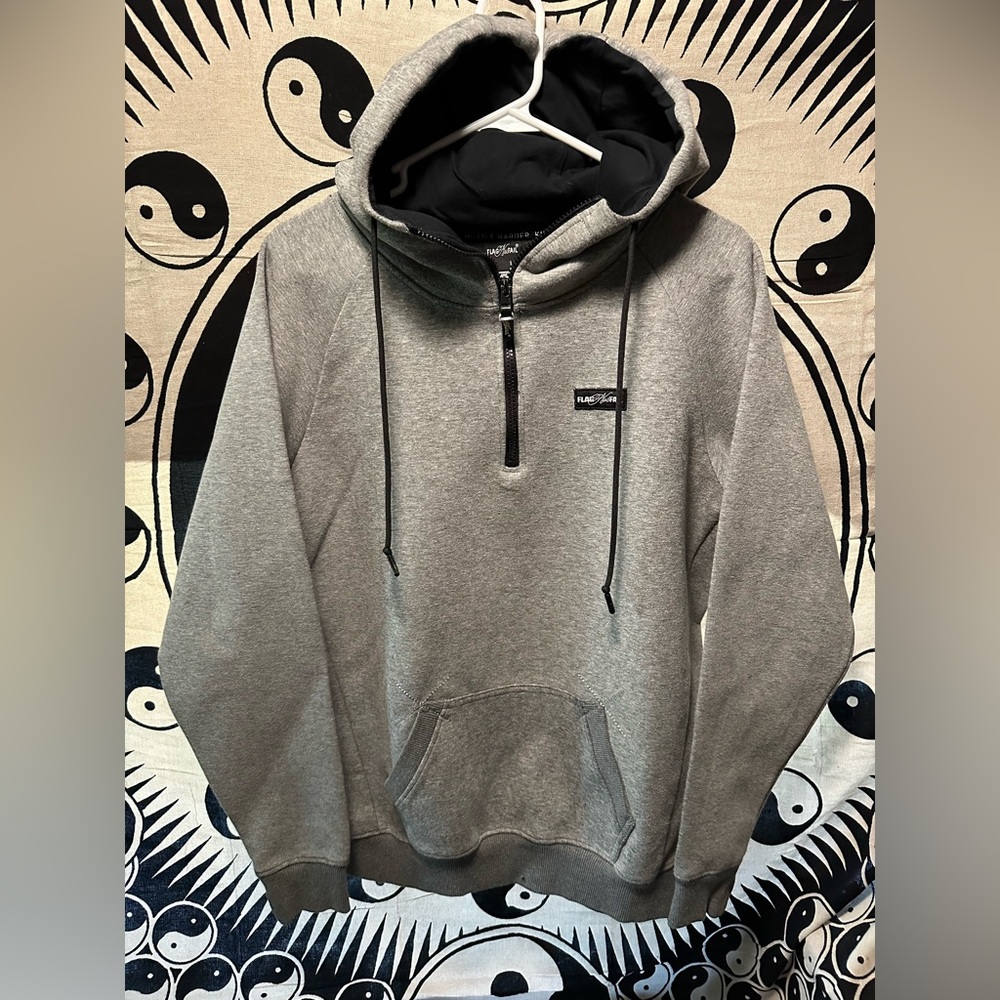 Flag Nor Fail Grey Half Zip Pullover Athletic Hoodie Large